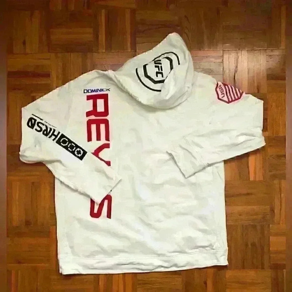 REEBOK UFC domink reyes walkout white hoodie MENS XL - Picture 4 of 8